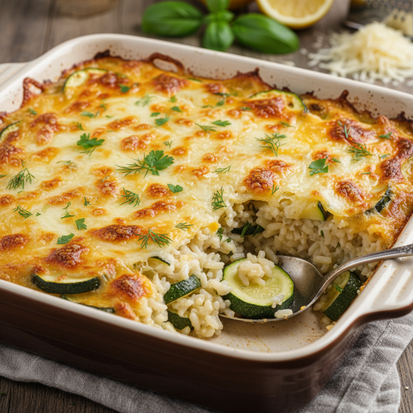 Cheesy Zucchini and Rice Bake recipe