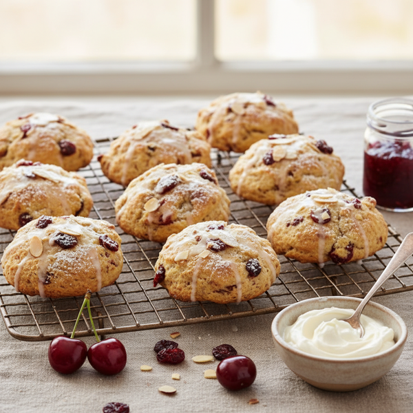 Cherry Almond Cream Scones recipe