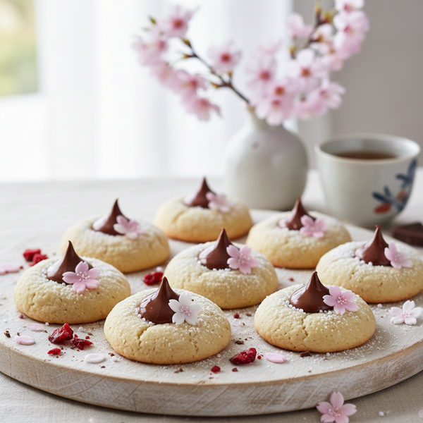 Cherry Blossom Chocolate Kisses Cookies recipe