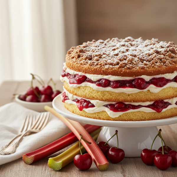 Cherry Rhubarb Delight Cake recipe