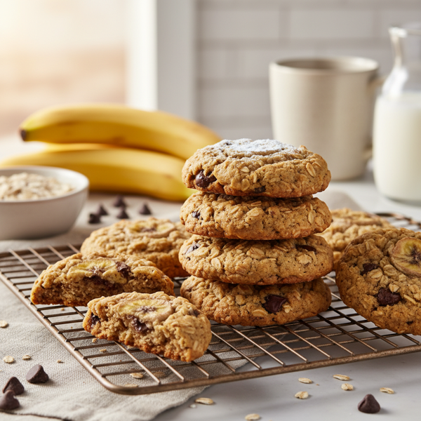 Chewy Banana Oatmeal Chocolate Chip Cookies recipe