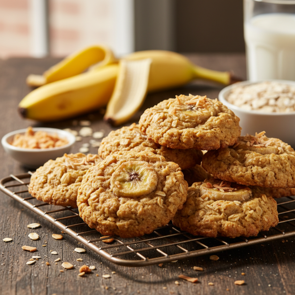 Chewy Coconut Banana Oatmeal Cookies recipe