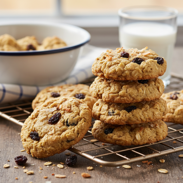 Chewy Coconut Oatmeal Raisin Bliss Cookies recipe