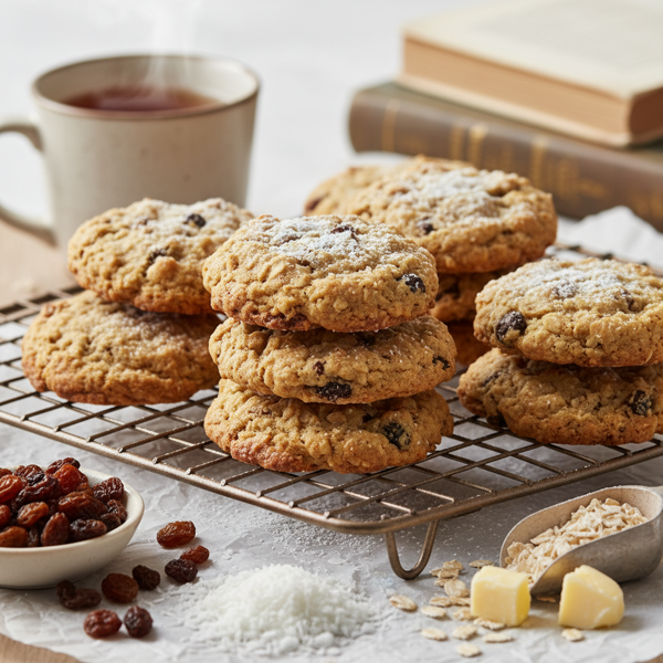 Chewy Coconut Oatmeal Raisin Delight Cookies recipe