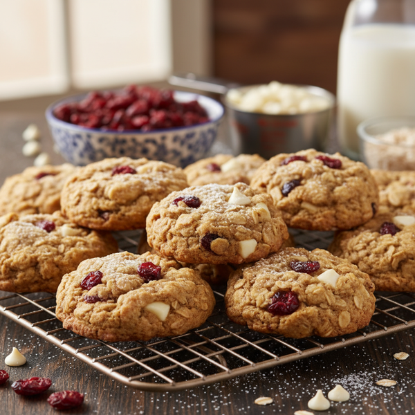 Chewy Cranberry Oatmeal White Chocolate Cookies recipe