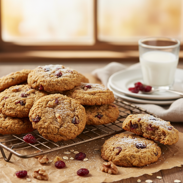 Chewy Cranberry Walnut Oatmeal Cookies recipe