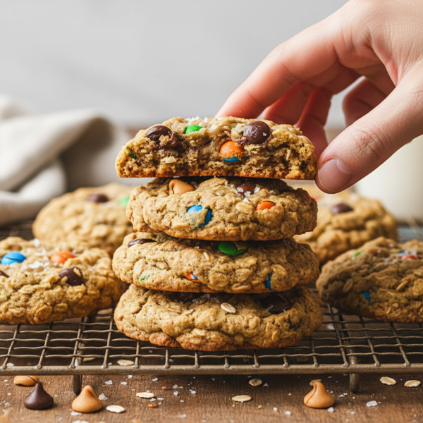 Chewy Flourless Monster Oatmeal Cookies recipe