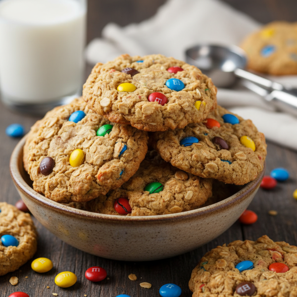 Chewy Mini M&M Oatmeal Cookies recipe