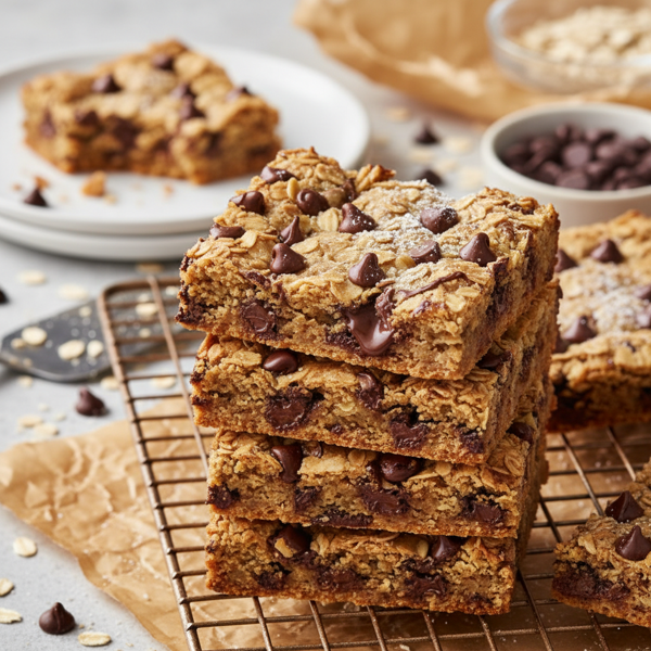 Chewy Oatmeal Chocolate Chip Blondies recipe