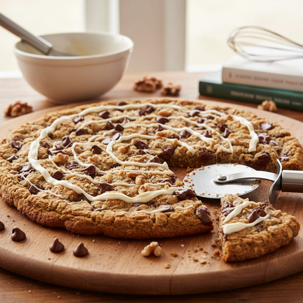 Chewy Oatmeal Chocolate Chip Cookie Pizza recipe