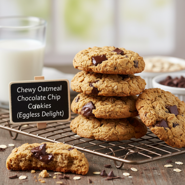 Chewy Oatmeal Chocolate Chip Cookies (Eggless Delight) recipe