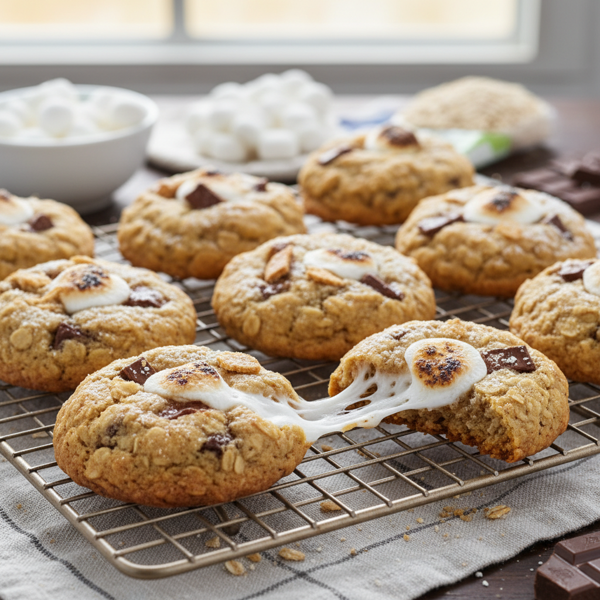 Chewy Oatmeal S'more Cookies recipe