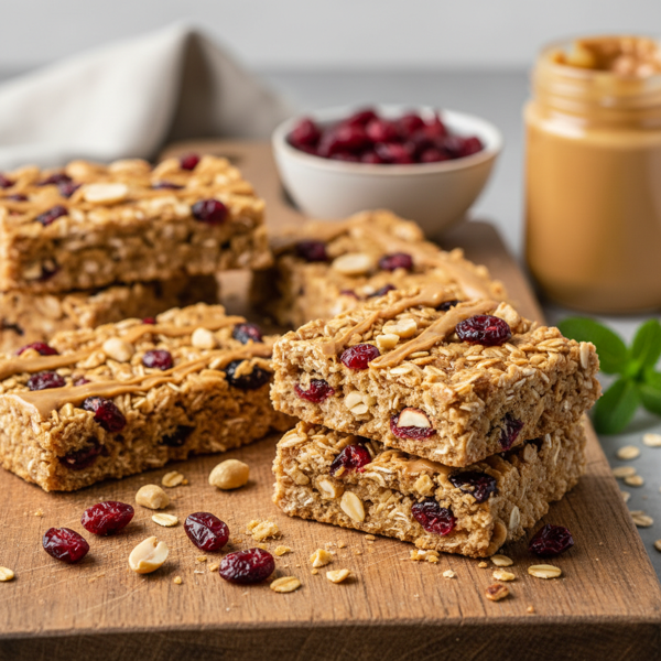 Chewy Peanut Butter & Cranberry Granola Bars recipe