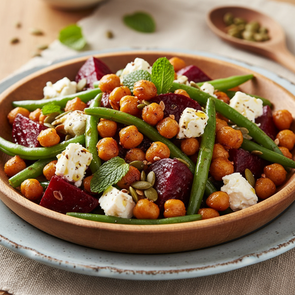 Chickpea & Beet Salad with Green Beans and Feta recipe