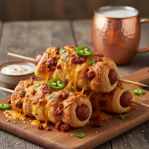 Chili Cheddar Croissant-Packed Corndogs recipe