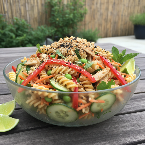 Chilled Asian Chicken Pasta Salad Delight recipe
