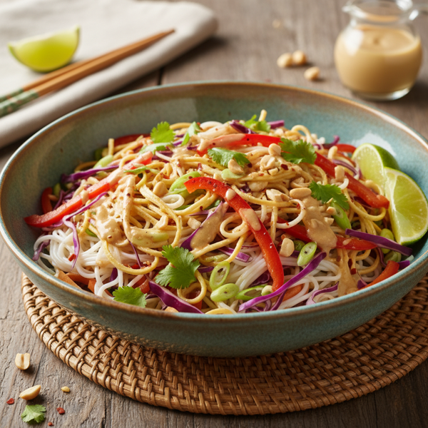 Chilled Asian Noodle Salad with Zesty Peanut-Lime Dressing recipe