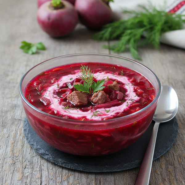 Chilled Beet & Beef Borscht recipe