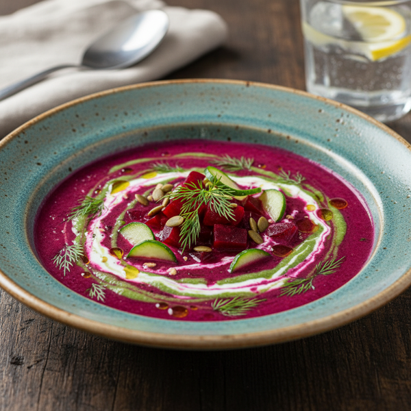 Chilled Beet & Cucumber Gazpacho recipe