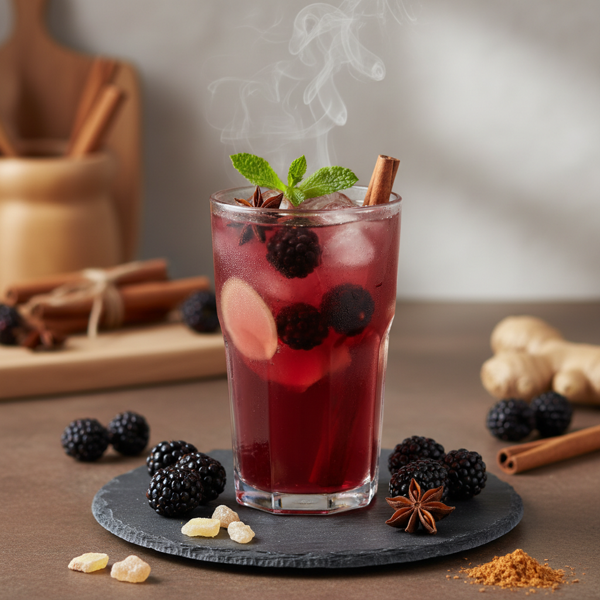 Chilled Blackberry Cinnamon Ginger Herbal Tea recipe