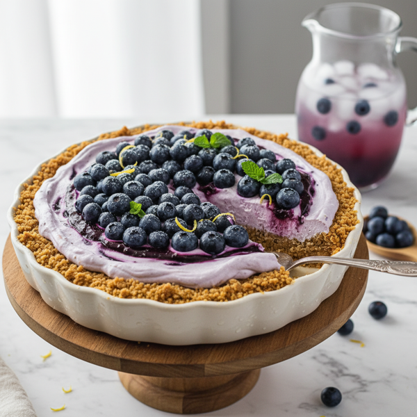 Chilled Blueberry Dream Yogurt Pie recipe