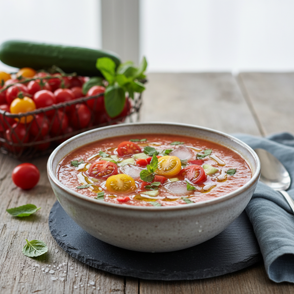 Chilled Cherry Tomato & Cucumber Gazpacho recipe