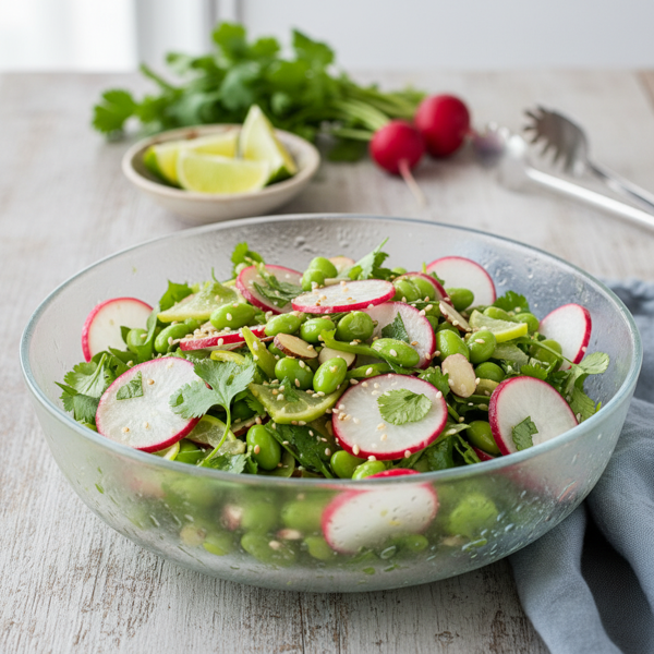 Chilled Cilantro Edamame and Radish Salad recipe