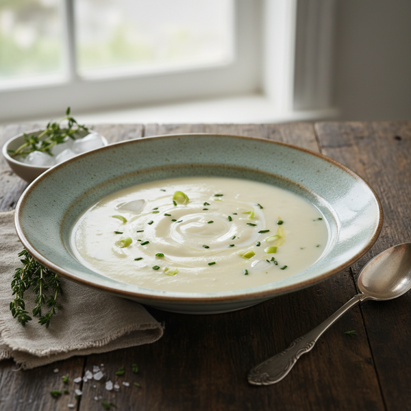 Chilled Creamy Potato and Leek Soup (Vichyssoise) recipe