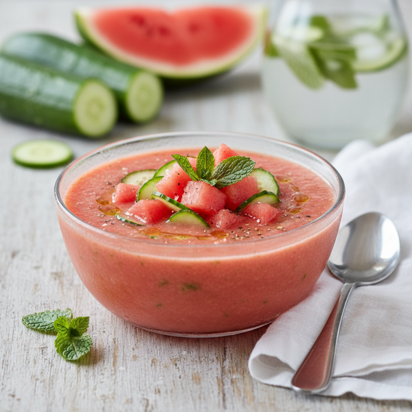 Chilled Cucumber-Watermelon Gazpacho recipe