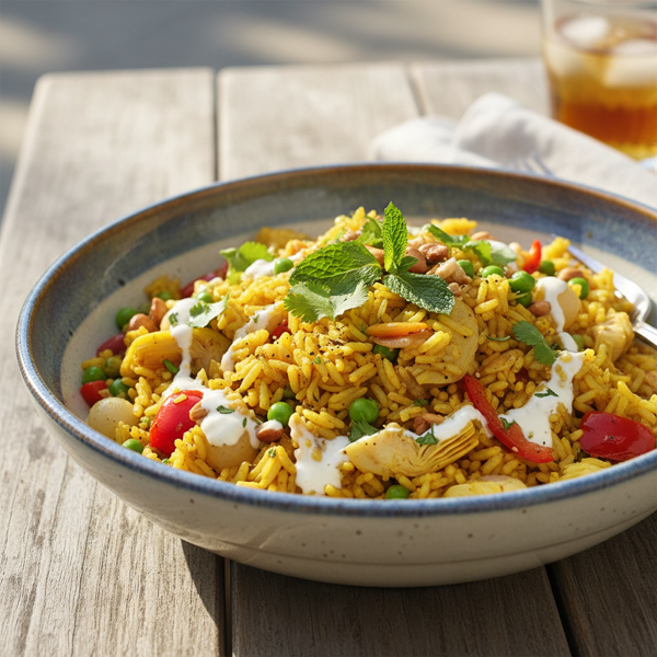 Chilled Curried Rice and Artichoke Delight recipe