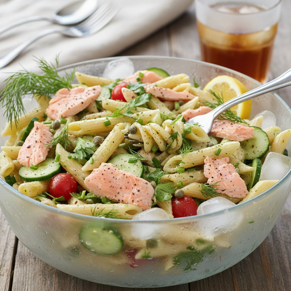 Chilled Herbed Salmon Penne Salad recipe