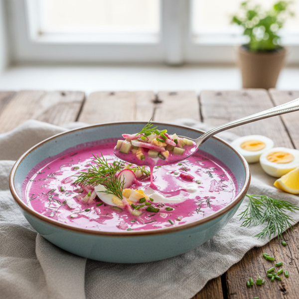 Chilled Lithuanian Beetroot Soup - &Scaron;altibar&scaron;?iai recipe