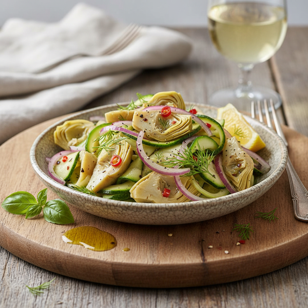 Chilled Marinated Artichoke with Zucchini and Onion Salad recipe