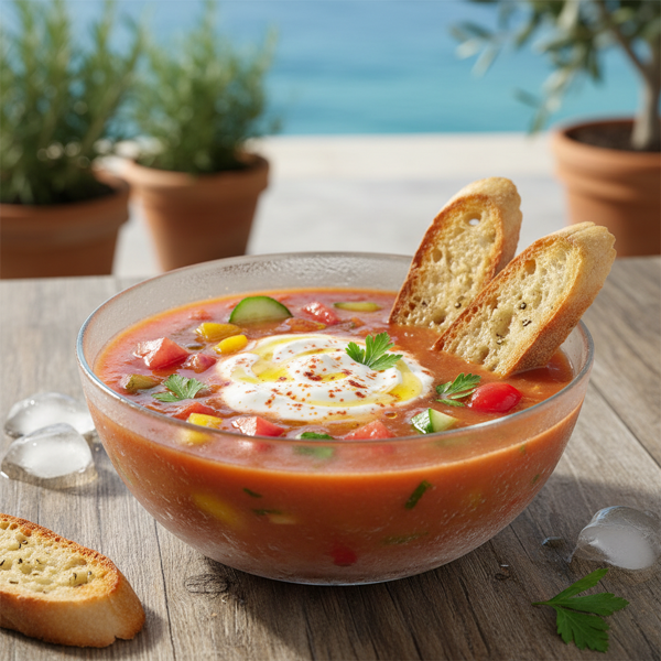 Chilled Mediterranean Gazpacho Delight recipe