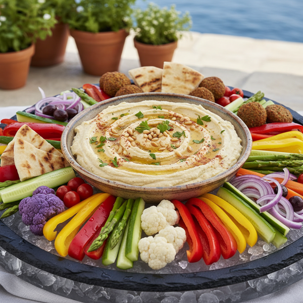Chilled Mediterranean Vegetable Hummus Platter recipe
