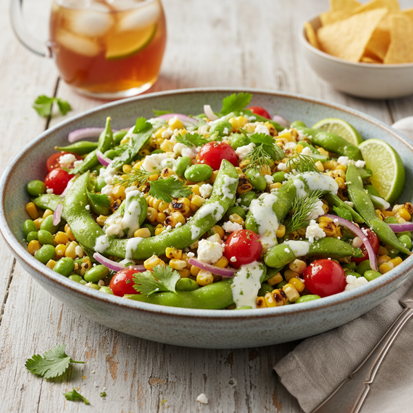Chilled Roasted Edamame and Corn Salad with Fresh Herbs recipe