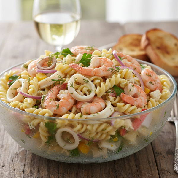 Chilled Seafood Rotini Salad Delight recipe
