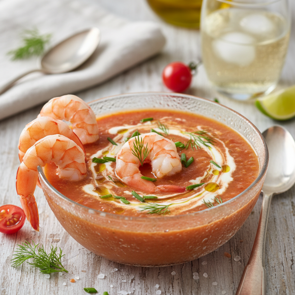 Chilled Shrimp & Creamy Tomato Delight recipe