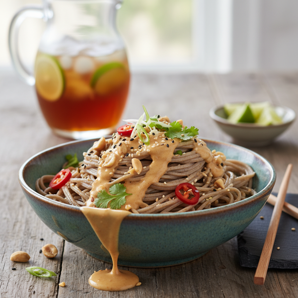 Chilled Soba Noodles with Creamy Peanut Sauce recipe
