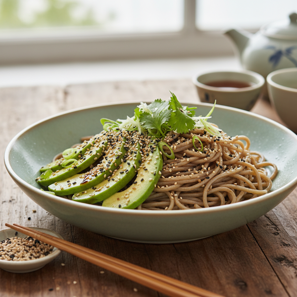 Chilled Soba Noodles with Gomasio and Avocado recipe
