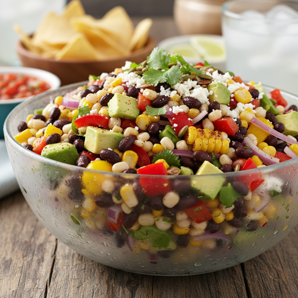 Chilled Southwestern Black Bean & Hominy Fiesta Salad recipe