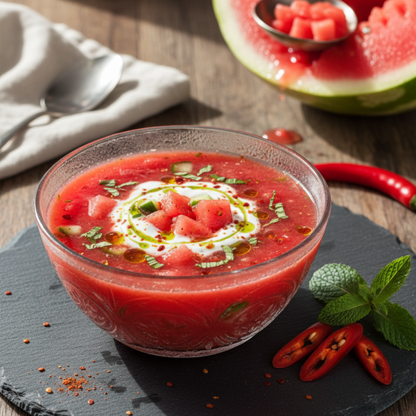 Chilled Spicy Watermelon Gazpacho recipe