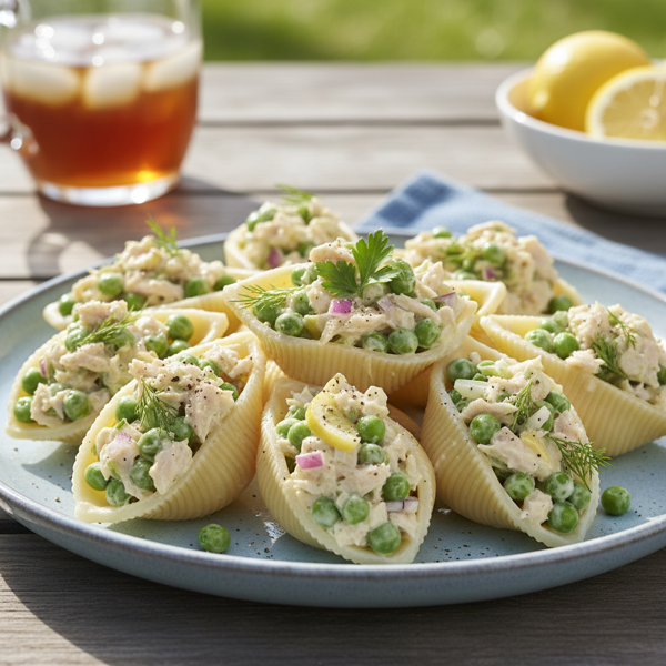 Chilled Tuna & Pea Salad in Pasta Shells recipe
