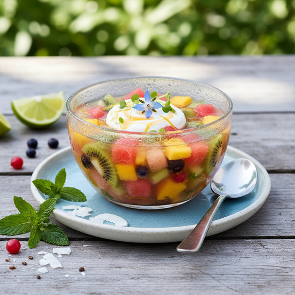 Chilled Zesty Fruit Medley Soup recipe