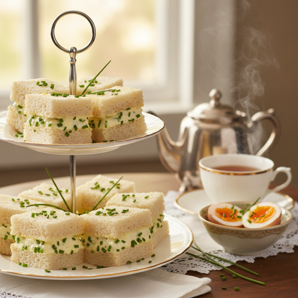 Chive-Infused Egg Tea Sandwiches recipe