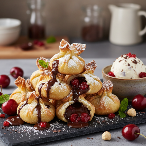 Choco-Cherry Wonton Paradise recipe