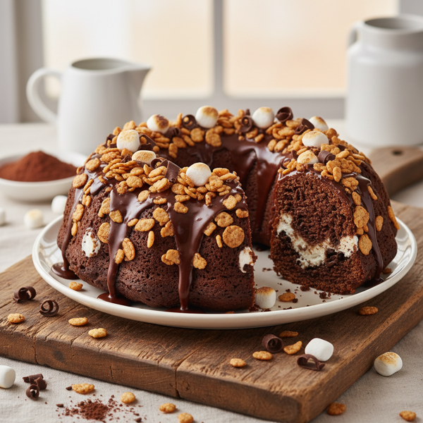 Choco-Crispy Marshmallow Bundt Cake recipe
