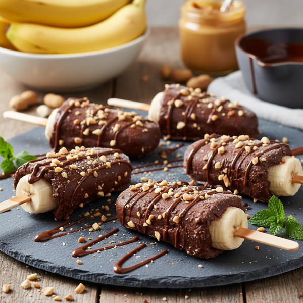 Chocolate-Dipped Banana Peanut Popsicles recipe