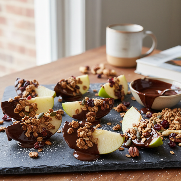 Chocolate-Dipped Granola Apple Wedges recipe