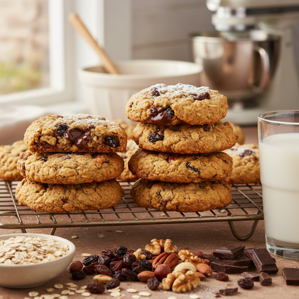 Chocolate-Infused Oatmeal Raisin Nut Cookies recipe